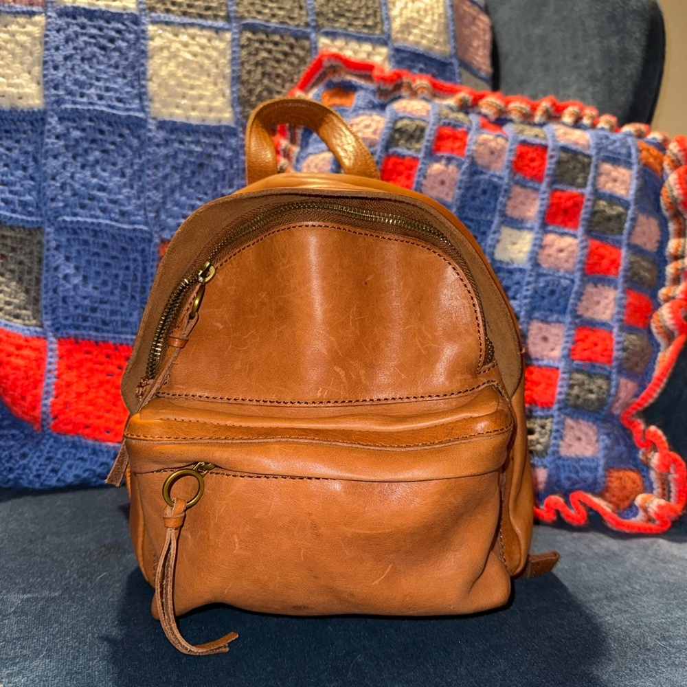 Madewell Mini Lorimer Backpack (Brown) Genuine Full Grain Leather